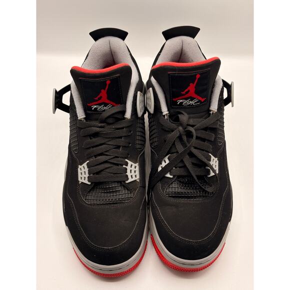 NIKE Air Jordan 4 Retro Bred Sneakers Black/Fire Red Cement Sz 12 308497-060